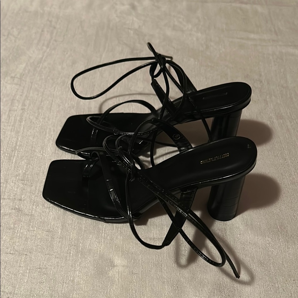 PrettyLittleThing Elegant Black Strappy Heels - Picture 2 of 6
